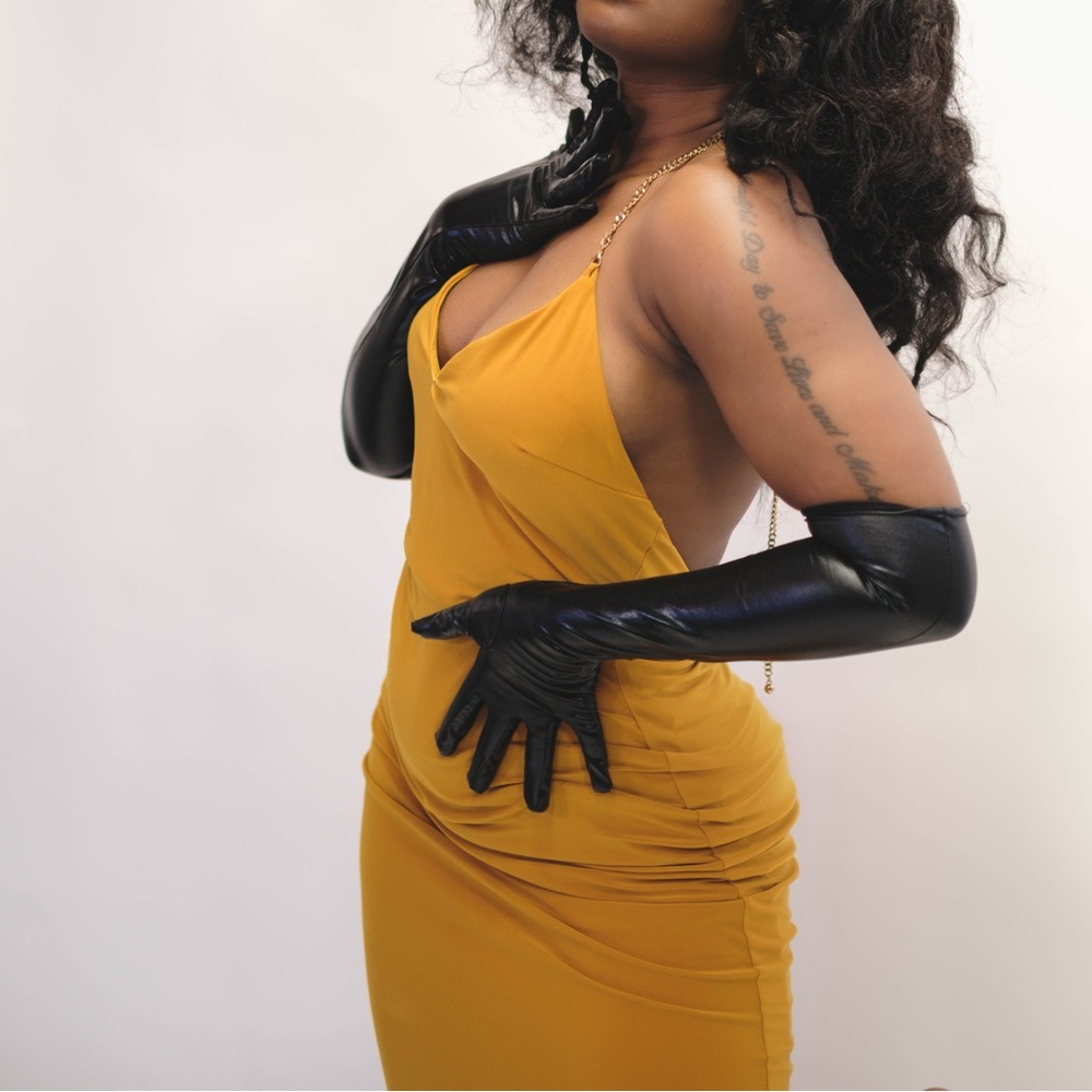 Yellow backless dress